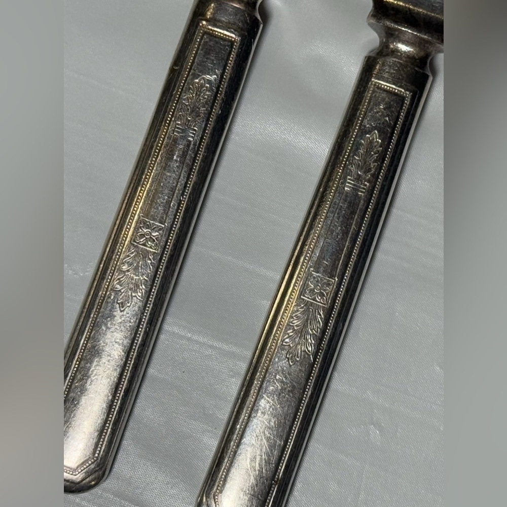 5 Knives 9.5” WM. Rogers & Son Warranted 12 DWT Early 1900s Silver plate - Picture 3 of 4